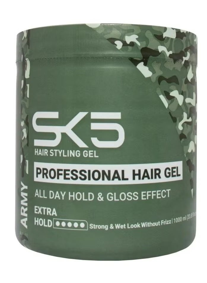 SK5 COSMETICS SK5 Army Hair Styling Gel 1000ml: All-day hold and shine effect - Image 1