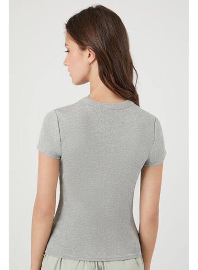 FOREVER 21 Ribbed Knit Crew Tee - Image 4