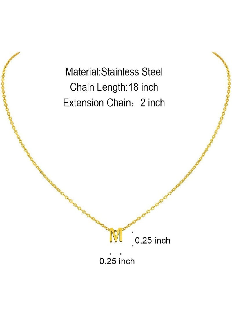 جوليا ستور قلادات أنيقة للنساء مصنوعة من الفولاذ المقاوم للصدأ مطلية بالذهب عيار 18 قيراطًا، قلادة عصرية بحروف حب شخصية، قلادات صغيرة تحمل اسمًا، هدية للفتيات المراهقات - حرف (م) - Image 2