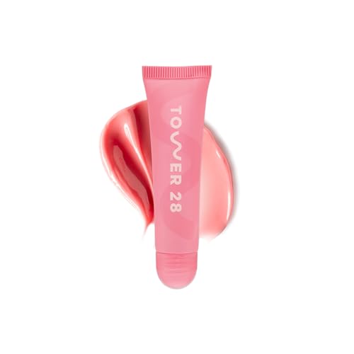 Tower 28 LipSoftie Hydrating Tinted Lip Treatment Balm, Moisturizing Lip Mask for Chapped Lips - Watermelon Kiwi Flavor, Sheer Baby Pink Gloss - Image 1