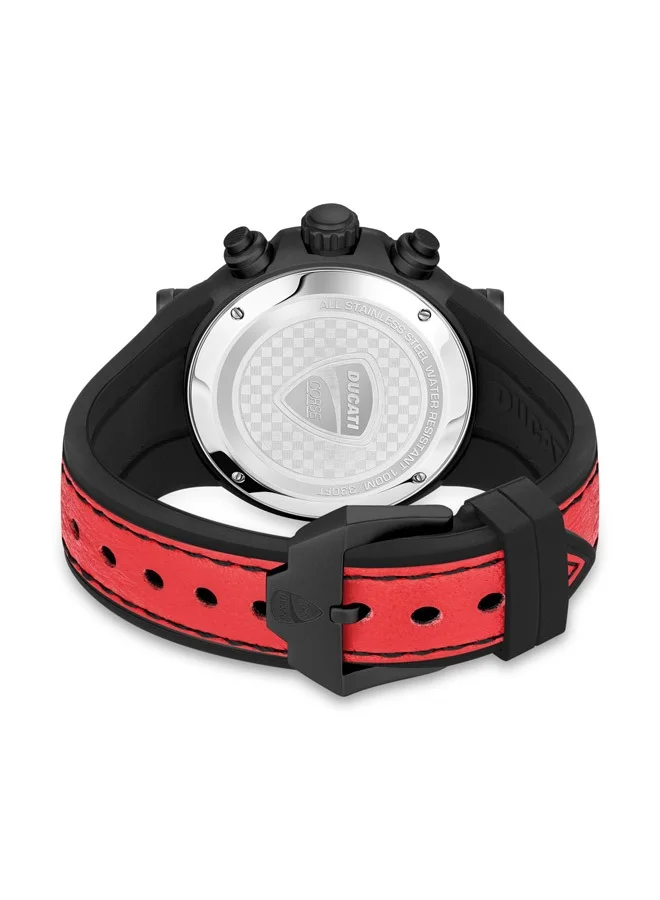 Ducati Corse Ducati Partenza Black And Red Silicon With Italian Leather Strap Upper Watch For Men Water Resistant 10 Atm - DTWGO0000201