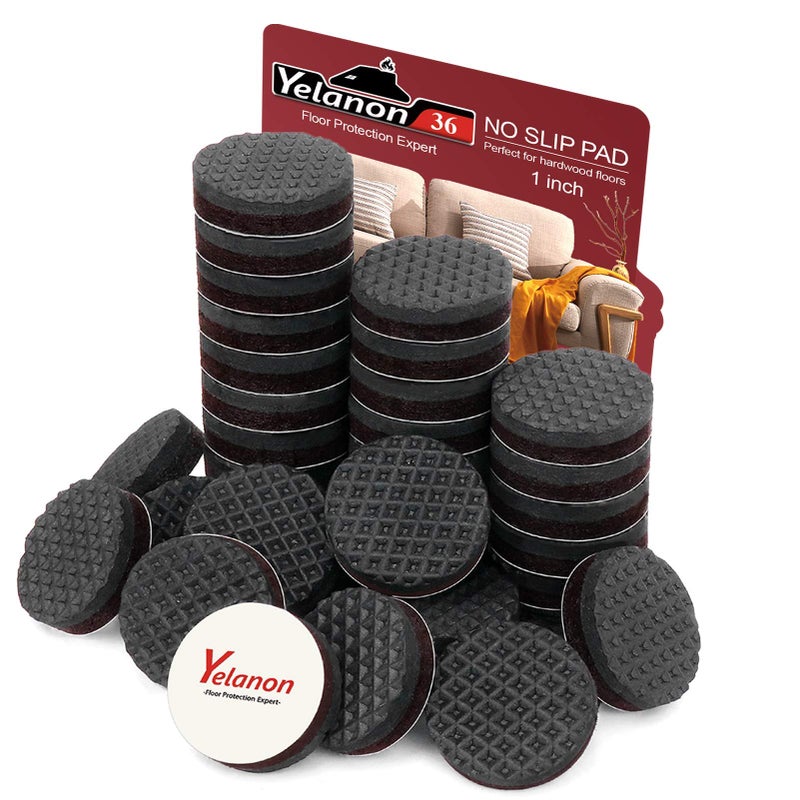 Yelanon Non Slip Furniture Pads -36 pcs 1’’Furniture Grippers, Non Skid Furniture Legs,Self Adhesive Rubber Furniture Feet, Anti Slide Furniture Hardwood Floor Protector for Keep Furniture Stoppers - Image 1