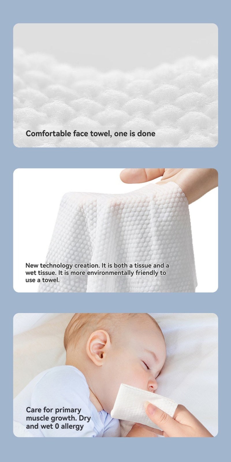 Disposable Cotton Facial Towels: 60 Count 18x20cm Pearl Pattern - Lint Free Highly Absorbent Ultra Soft Cotton Towels for Baby Home Travel Daily Skin Care - Image 2
