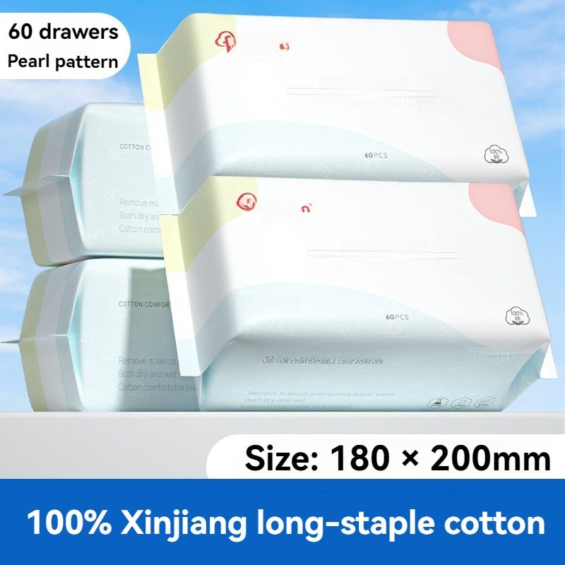 Disposable Cotton Facial Towels: 60 Count 18x20cm Pearl Pattern - Lint Free Highly Absorbent Ultra Soft Cotton Towels for Baby Home Travel Daily Skin Care - Image 5