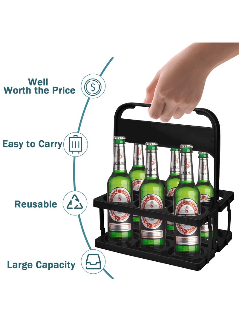 SYOSI Plastic Portable Cup Holder, Foldable Cup Holder with Handle, 6-Holes Drink Carrier Foldable (Black) - Image 2