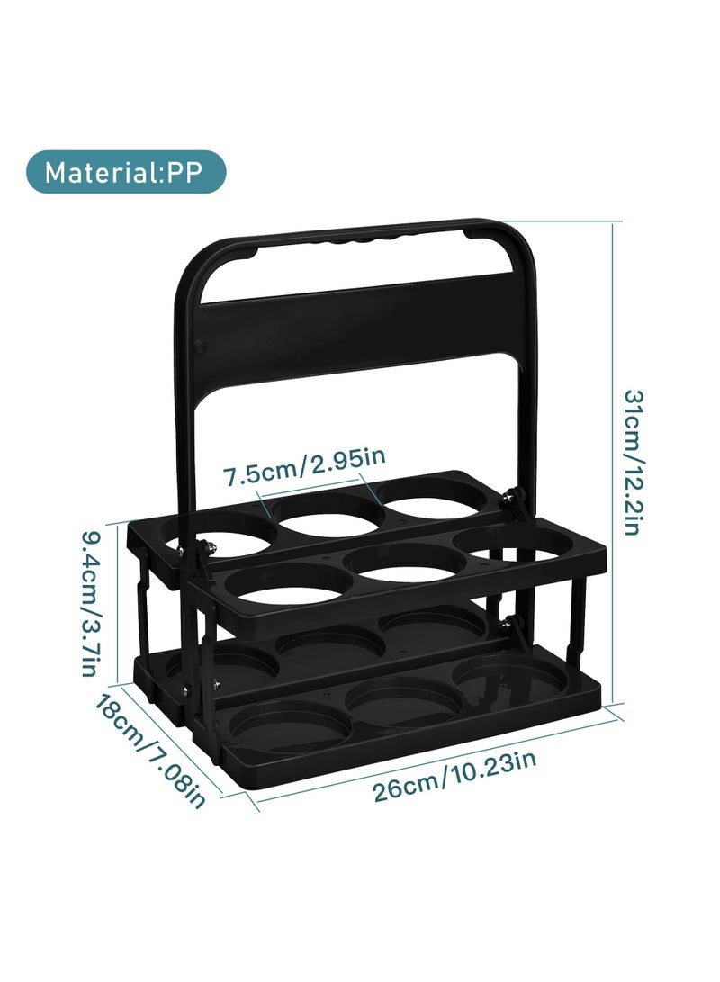 SYOSI Plastic Portable Cup Holder, Foldable Cup Holder with Handle, 6-Holes Drink Carrier Foldable (Black) - Image 4