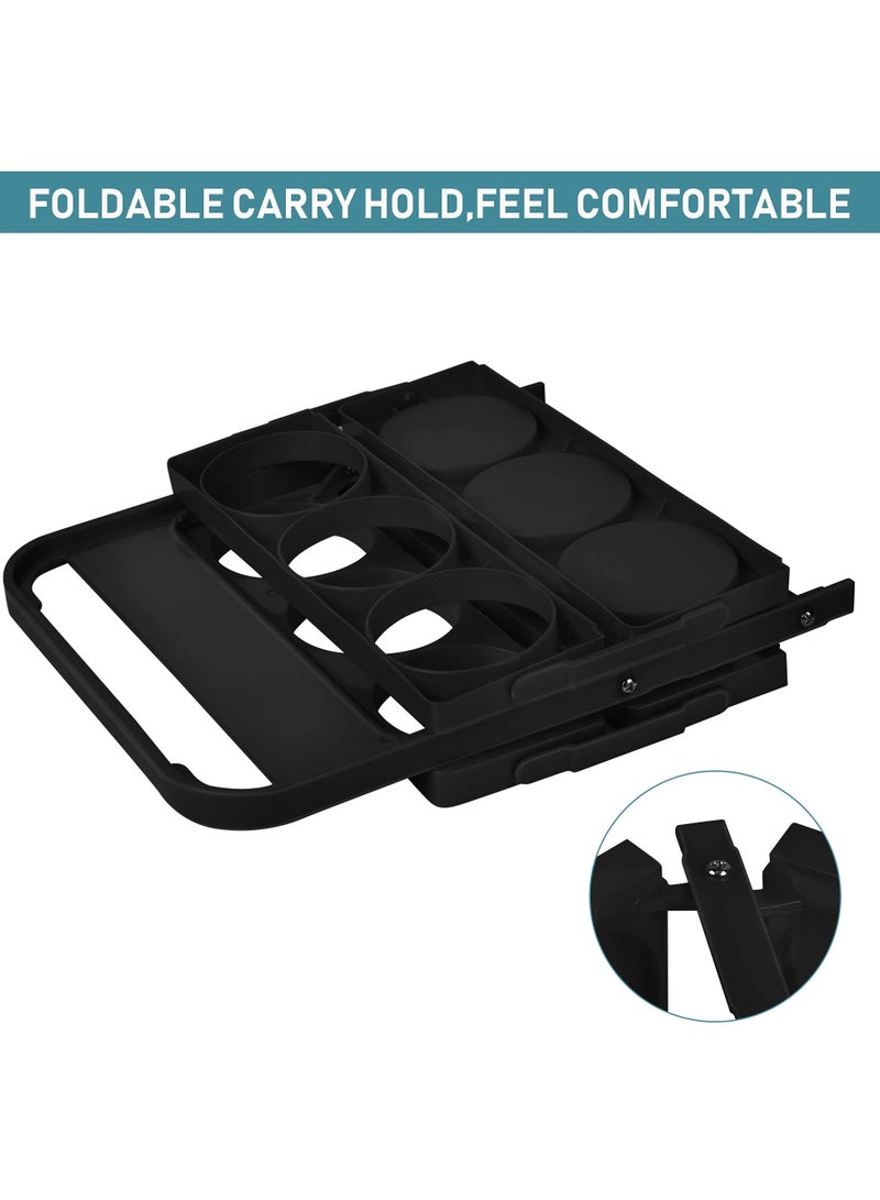 SYOSI Plastic Portable Cup Holder, Foldable Cup Holder with Handle, 6-Holes Drink Carrier Foldable (Black) - Image 5