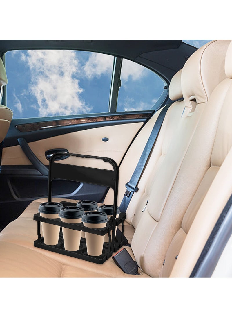 SYOSI Plastic Portable Cup Holder, Foldable Cup Holder with Handle, 6-Holes Drink Carrier Foldable (Black) - Image 3