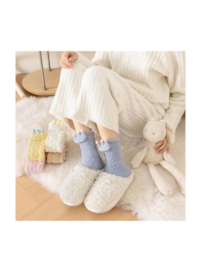 Fluffy Socks for Women and Girls Winter Warm Cosy Socks Thicken Fleece Comfy Thermal Fuzzy Socks Home Slipper Socks Multipack Bed Socks Coral Velvet Socks for Casual Home Sleeping 5 Pairs - Image 2
