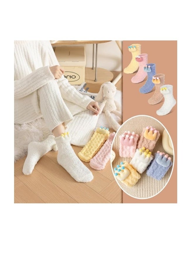 Fluffy Socks for Women and Girls Winter Warm Cosy Socks Thicken Fleece Comfy Thermal Fuzzy Socks Home Slipper Socks Multipack Bed Socks Coral Velvet Socks for Casual Home Sleeping 5 Pairs - Image 4