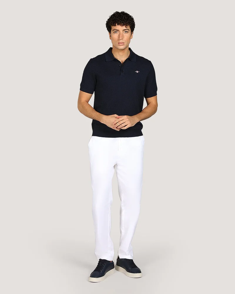 GANT Textured Cotton Short Sleeve Polo Sweater