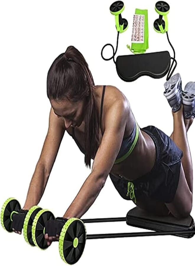 Ab Wheel Roller Sport Bodybuilding Revoflex Xtreme Dobule Wheels AB Roller Pull Rope Abdominal Trainer Gym Equipment Abs Traineryogu81