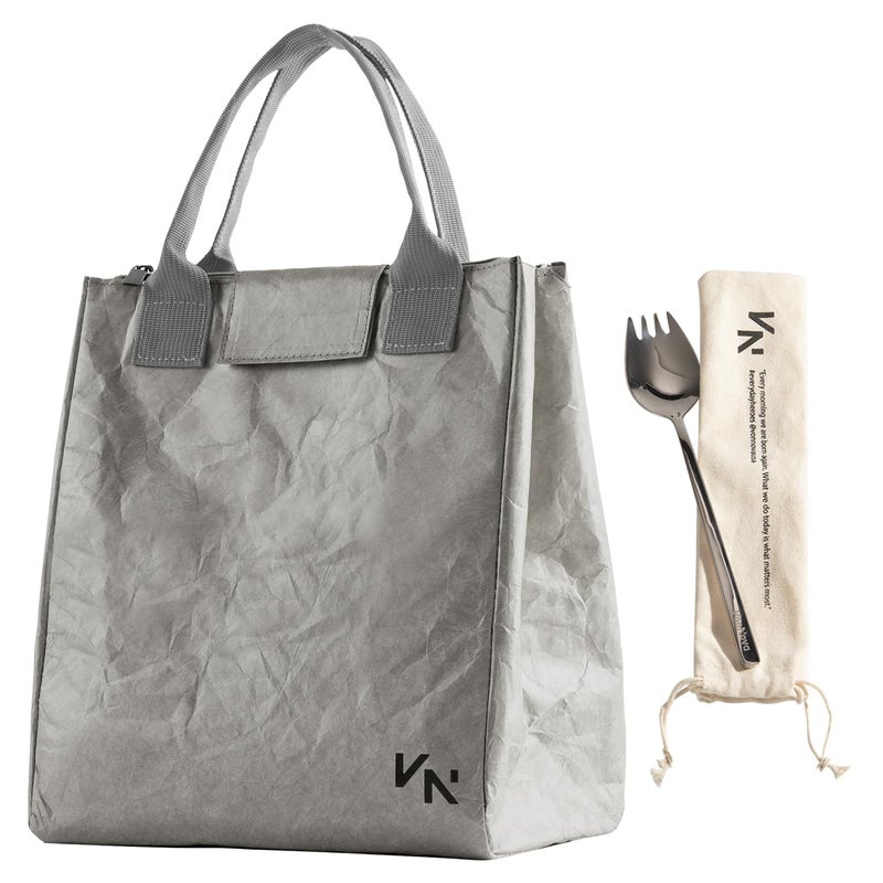 VonNova Insulated Lunch Box for Women 7L Capacity Leakproof Lunch Tote Bag Durable Lunchbox made from Tyvek Material Adult Cooler Bag for Work Picnic Travel and more Grey