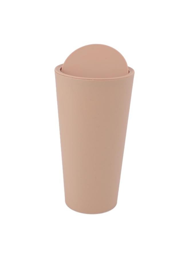NIBEMINENT Desktop Trash Can with Rotate Lid Mini Garbage Can ABS Minimalist Desktop Waste Basket for Office Bedroom Home Khaki  - Image 2
