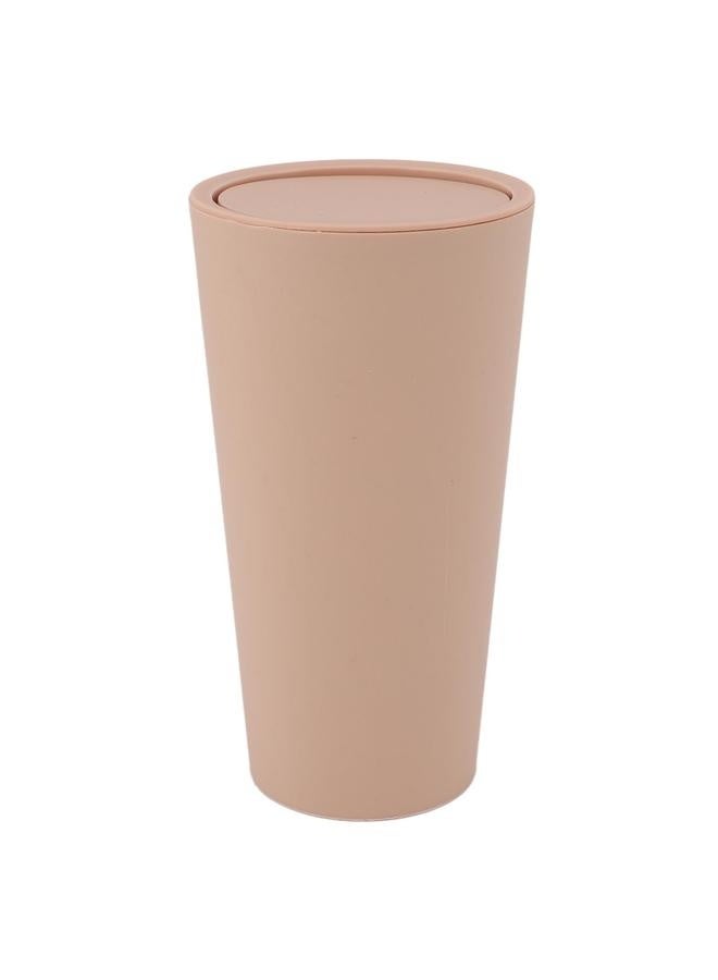 NIBEMINENT Desktop Trash Can with Rotate Lid Mini Garbage Can ABS Minimalist Desktop Waste Basket for Office Bedroom Home Khaki  - Image 1