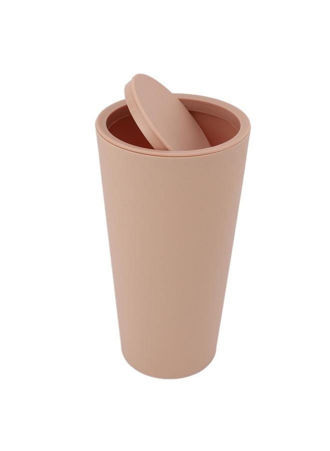 NIBEMINENT Desktop Trash Can with Rotate Lid Mini Garbage Can ABS Minimalist Desktop Waste Basket for Office Bedroom Home Khaki  - Image 3
