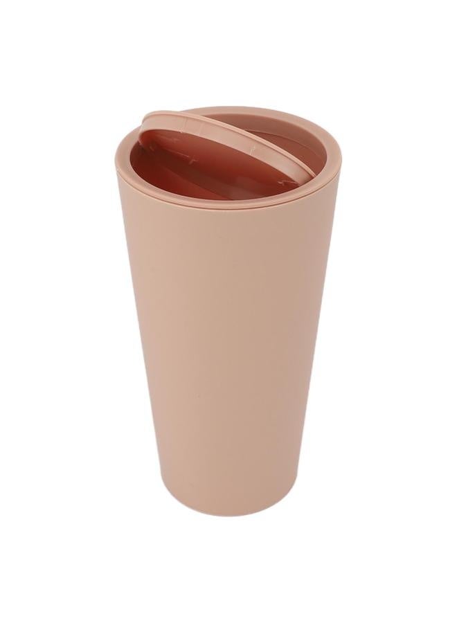 NIBEMINENT Desktop Trash Can with Rotate Lid Mini Garbage Can ABS Minimalist Desktop Waste Basket for Office Bedroom Home Khaki  - Image 4
