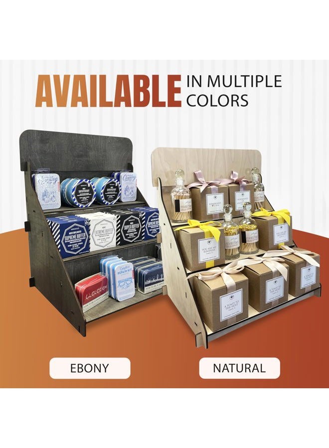 TORCHED DISPLAYS Wooden Portable Retail Table Stand Countertop 3 Step Riser Craft Shows, Farmers Markets Tradeshows |No Hardware Assembly Flat Pack Soap CBD Jewelry Spices Cups Tumblers Coasters - Image 5
