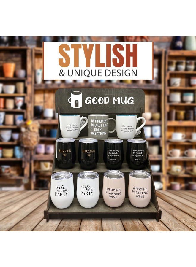 TORCHED DISPLAYS Wooden Portable Retail Table Stand Countertop 3 Step Riser Craft Shows, Farmers Markets Tradeshows |No Hardware Assembly Flat Pack Soap CBD Jewelry Spices Cups Tumblers Coasters - Image 2
