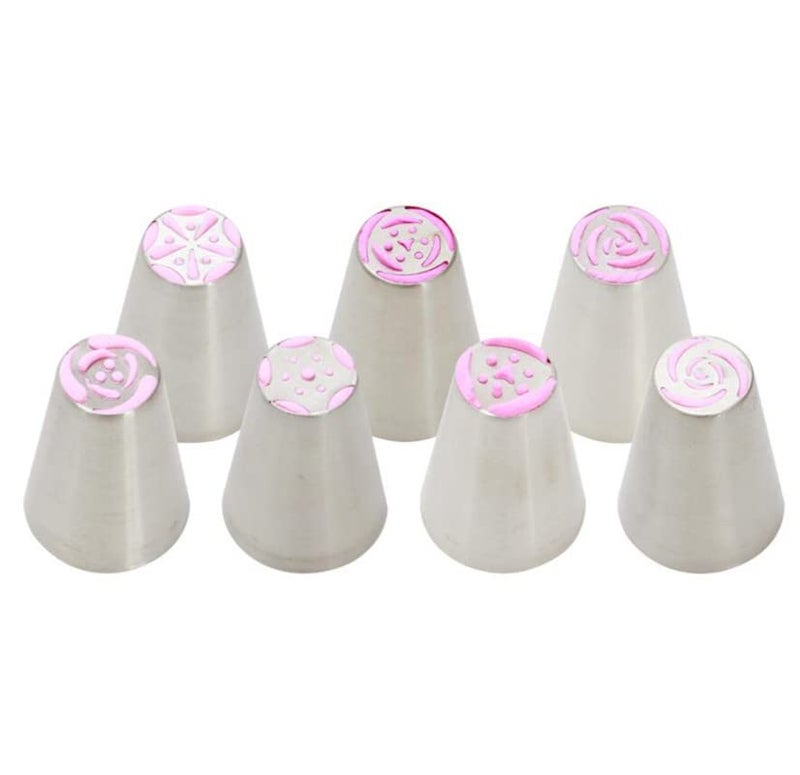 Bmaacye Russian Piping Tips Set with 7 Flower Icing Tips & 2 Leaf Pastry Tips Nozzles for Frosting Cookie Cupcake Cake Decorating - Image 5