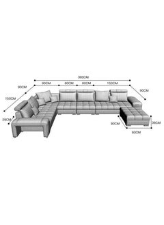 Comfynest U Shaped Corner Sofa Wood Frame High Density Cushions  - Image 3