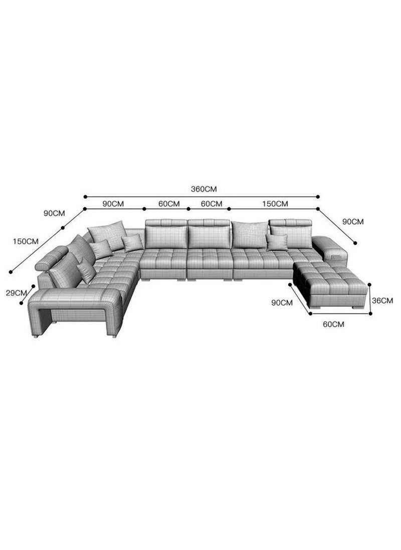 Comfynest - U Shaped Corner Sofa Wood Frame High Density Cushions - Image 1