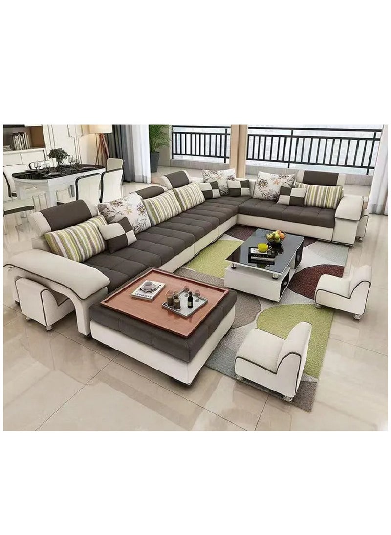 Comfynest - U Shaped Corner Sofa Wood Frame High Density Cushions - Image 1