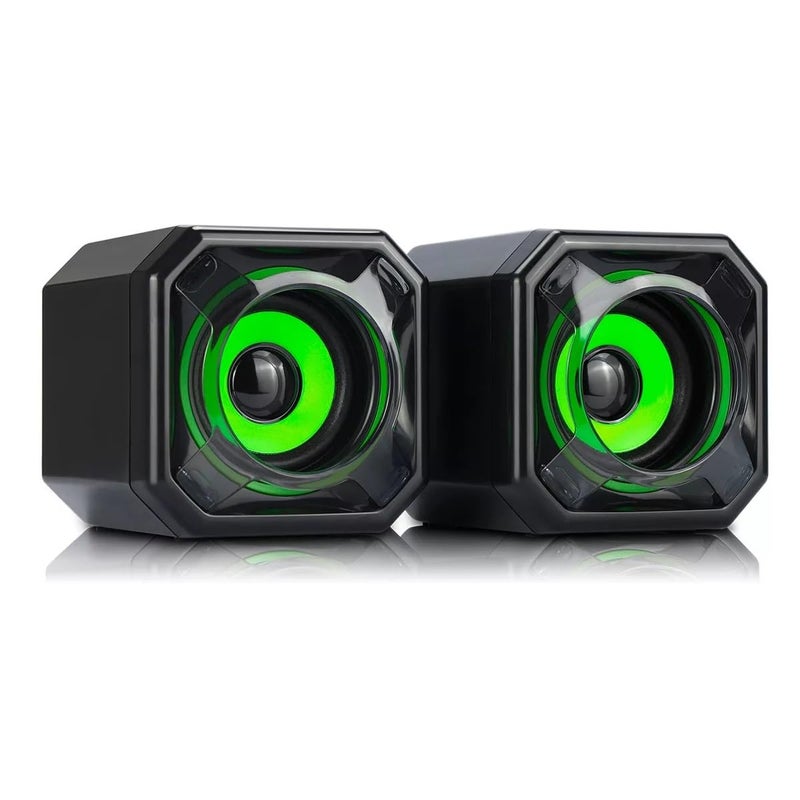 For Wesdar CS2 Speaker Multimedia 3D Stereo Sound Effect - (10W) 5W*2.0 Channel – Wired USB 2.0 Power + 3.5 mm audio plug,For computer and Laptop, Mobile | Black/Green - Image 1