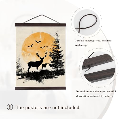 Artmag Magnetic Poster Hanger Frame, Light Wood Wooden Magnet Canvas Artwork Print Poster Hangers for 10x14 10x16 10x20 Frames Hanging Kit (Walnut, 10") - Image 2