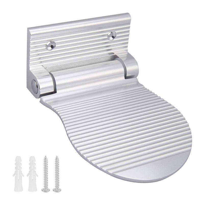 RAIKEDR Shower Foot Rest Shaving  Washing Foot Rest Heavy Duty Aluminum Alloy Shaving Shelf FoldUp Shower Foot Rest for Shaving Legs Shower Combo Set Silvery