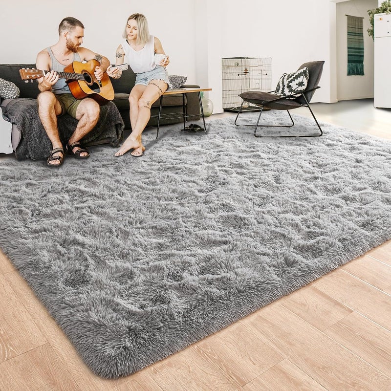 ISEAU Fluffy Rug Carpets Soft Shaggy Area Rug Indoor Floor Rugs for Kids Room Fuzzy Carpet Comfy Cute Nursery Rug Bedside Rug for Boys Girls Bedroom Living Room Home Decor Mat, 3ft x 5ft, Grey - Image 5