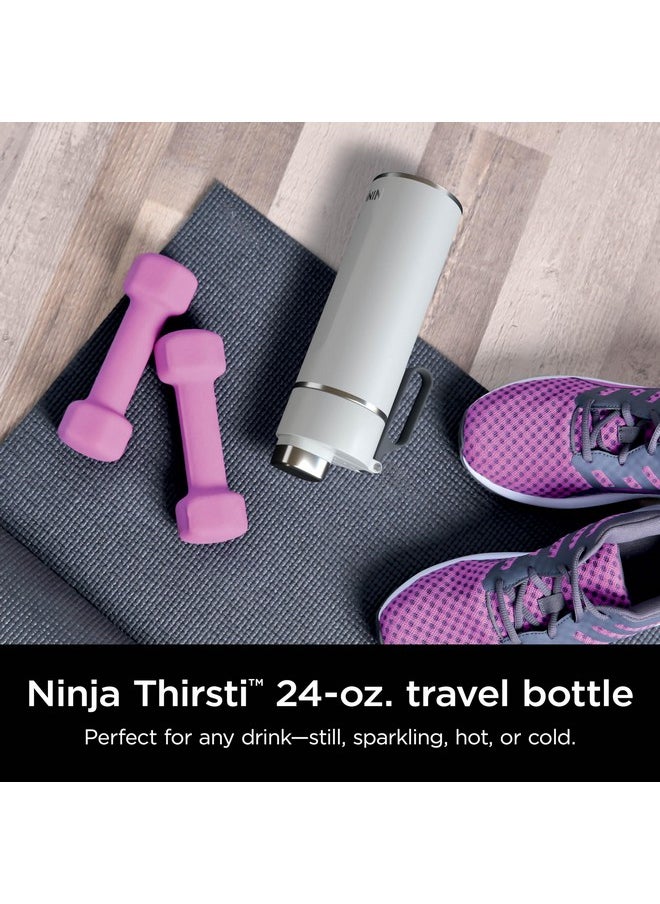 Ninja Ninja DW2401WH Thirsti 24oz Travel Water Bottle, For Carbonated Sparkling Drinks, Colder and Fizzier Longer, Stainless Steel, Leak Proof, 24 Hours Cold, Dishwasher Safe, Metal Insulated Tumbler, White  - Image 2