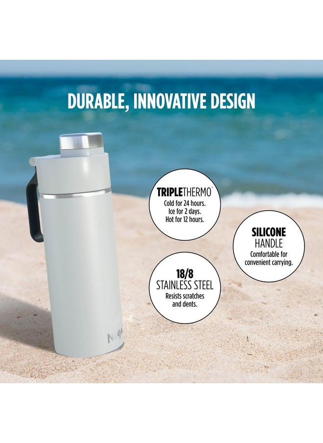 Ninja Ninja DW2401WH Thirsti 24oz Travel Water Bottle, For Carbonated Sparkling Drinks, Colder and Fizzier Longer, Stainless Steel, Leak Proof, 24 Hours Cold, Dishwasher Safe, Metal Insulated Tumbler, White  - Image 5