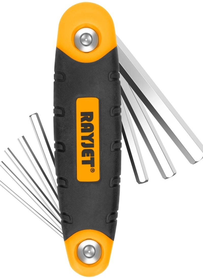 RAYJET Folding hexagon flat head wrench set | Chrome vanadium steel with high hardness | Portable rotating design | A great tool for multi-scenario maintenance!  - Image 1
