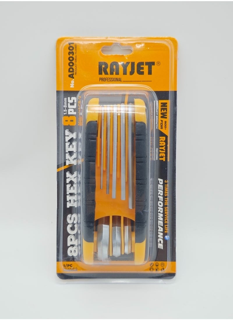 RAYJET Folding hexagon flat head wrench set | Chrome vanadium steel with high hardness | Portable rotating design | A great tool for multi-scenario maintenance!  - Image 2
