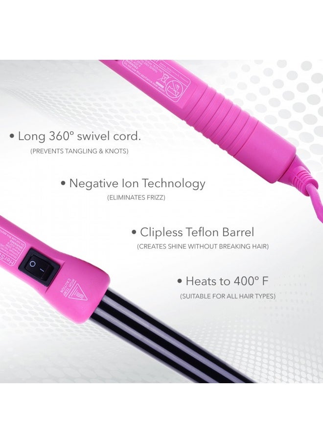 HerStyler - Herstyler Grande Ceramic Curling Iron - 1 Inch Hair Curling Wand For Long Short Hair - One Inch Dual Voltage Curling Iron - Wand Curling Iron With Negative Ions (Pink) - Image 1