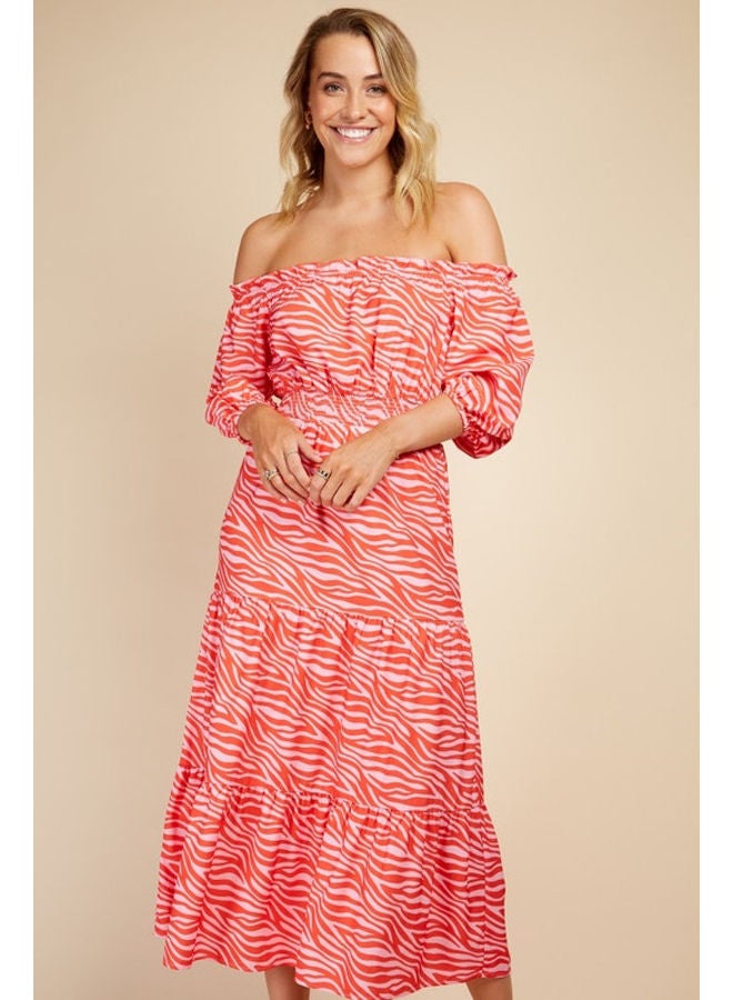 Little Mistress فستان ميدي باردو بطبعة حمار الوحش - Image 2