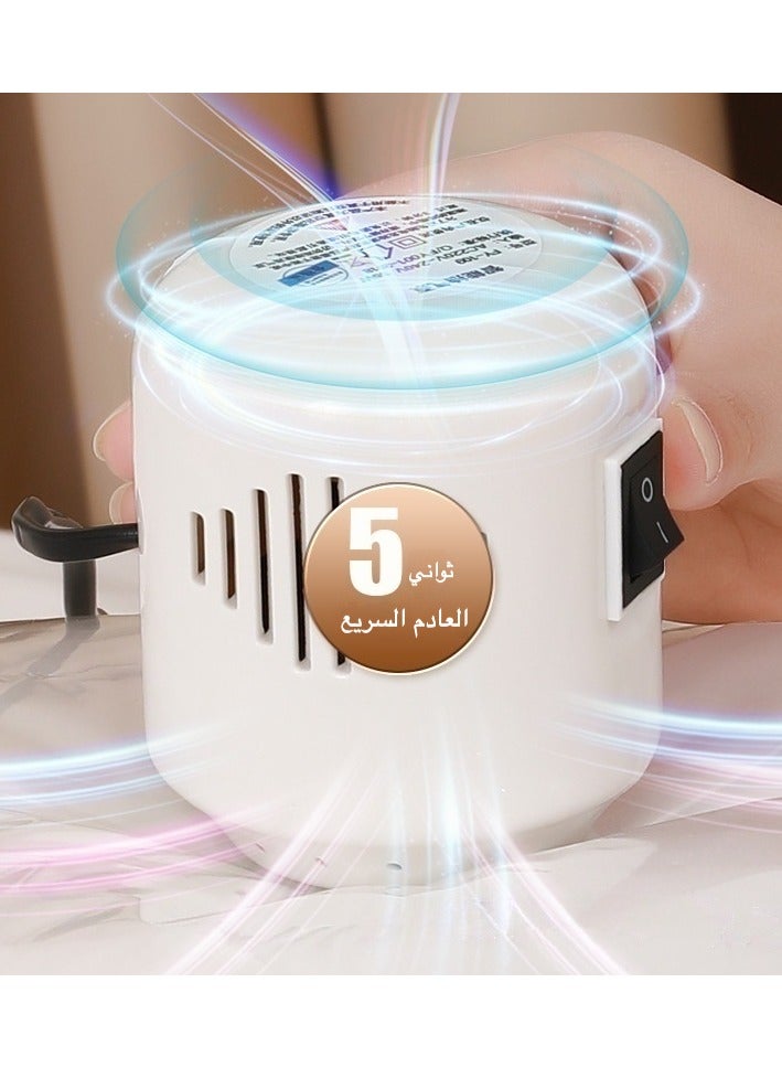 مضخة هواء كهربائية محمولة لأكياس التخزين الفراغية – ضاغط هواء سريع 30 ثانية، أداة تنظيم الملابس للسفر والمنزل | تصميم صامت قابل للشحن (أبيض)  - Image 1