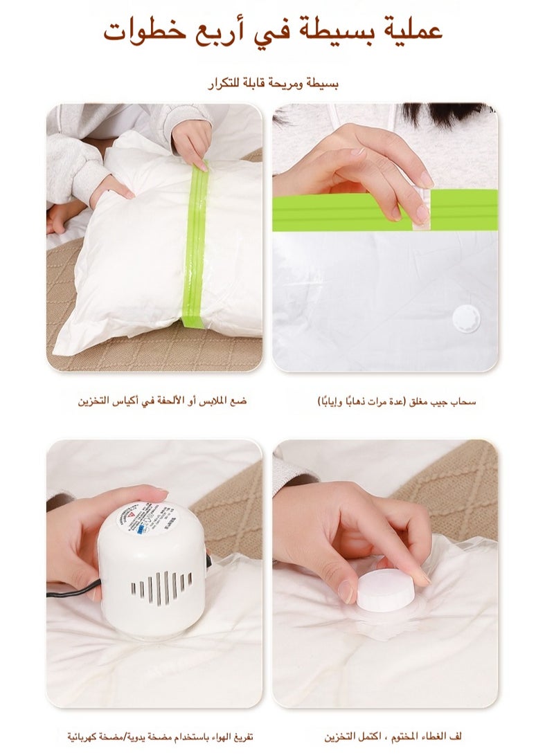 مضخة هواء كهربائية محمولة لأكياس التخزين الفراغية – ضاغط هواء سريع 30 ثانية، أداة تنظيم الملابس للسفر والمنزل | تصميم صامت قابل للشحن (أبيض)  - Image 3
