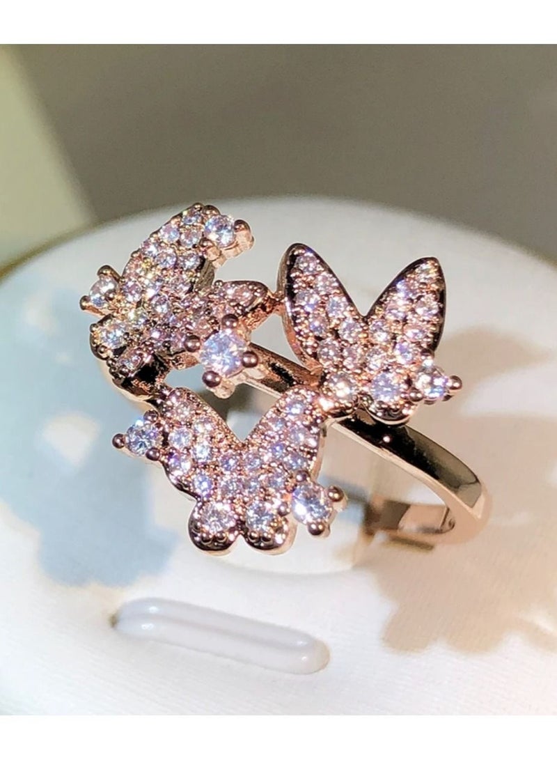 استراتيجية خاتم مرصع بالزركونيا من الفولاذ الإسترليني مع تلوين ذهبي - Image 3