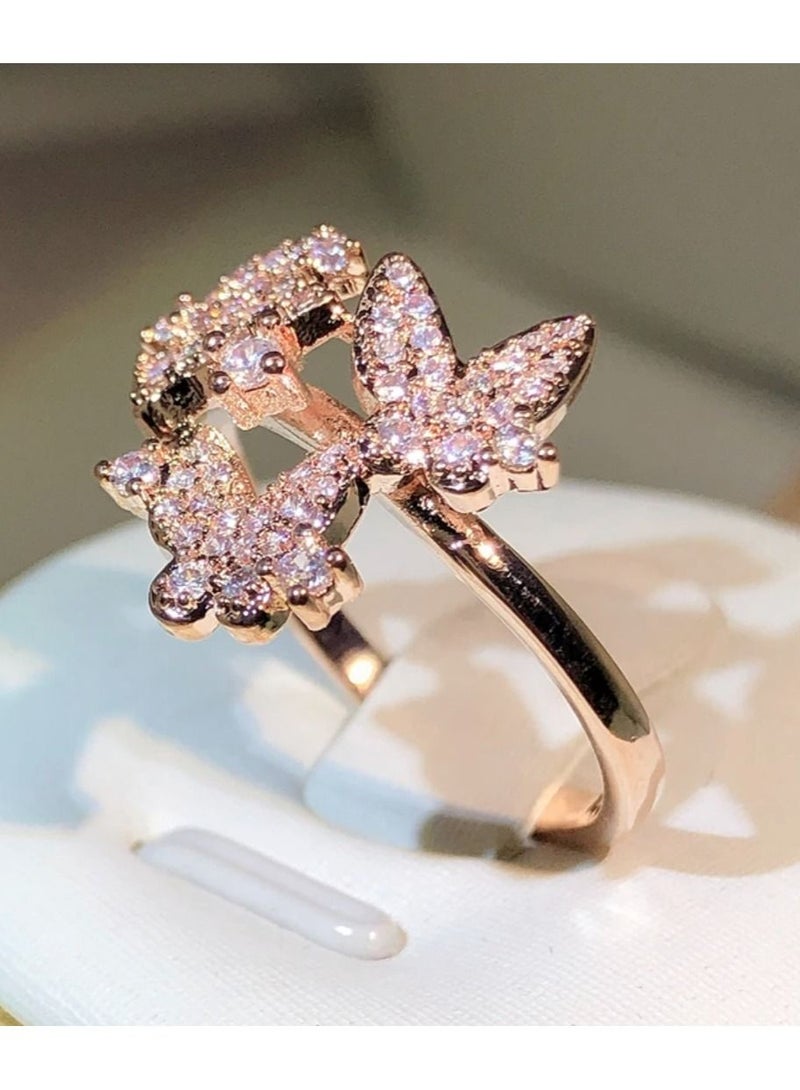 استراتيجية خاتم مرصع بالزركونيا من الفولاذ الإسترليني مع تلوين ذهبي - Image 2