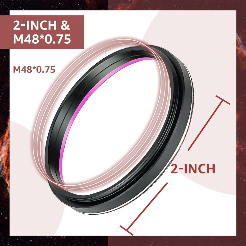 SVBONY SV220 Telescope Filter, 7nm Dual-Band Nebula Filter, H-Alpha and O-III Narrowband Filter for One-Shot Color Cameras, Reduce Light Interference, for Astrophotography (2 inches) - Image 5