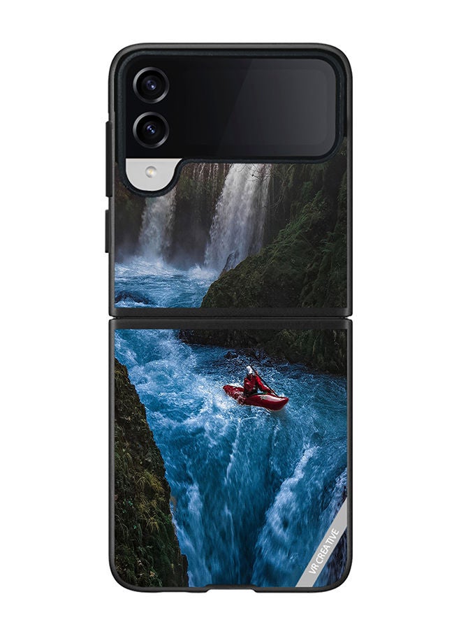 VR CREATIVE Protective Case Cover For Samsung Galaxy Z Flip4 Bluish Waterfall Design Multicolour - Image 1