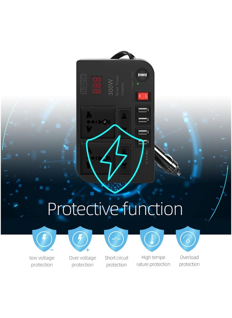 ELTRAZONE 300W Car Power Inverter With 4 USB Socket Auto Charger Converter DC 12V To AC 220V Fast Charging Part  - Image 3