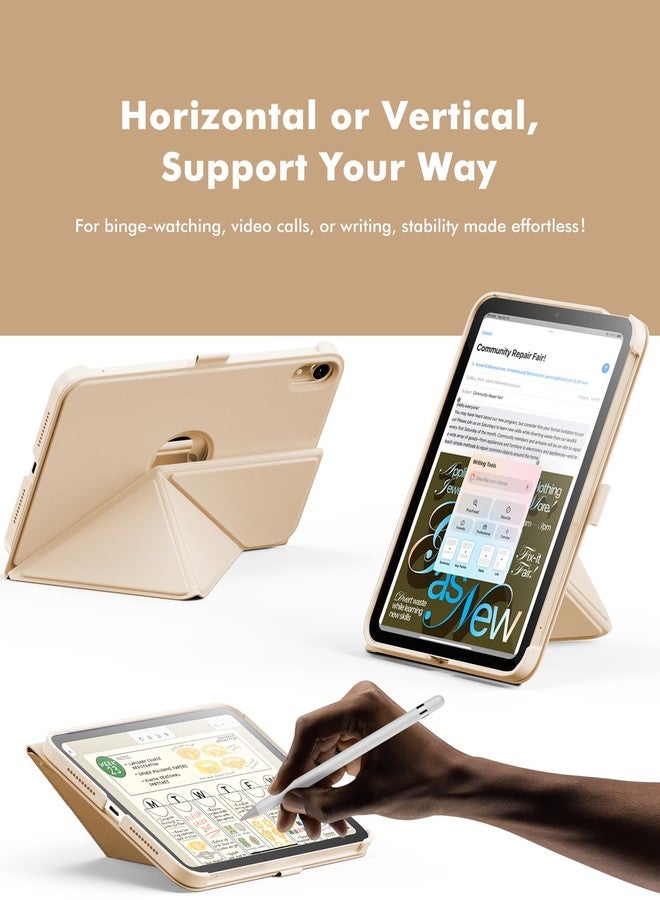 إنفيلاند جراب INFILAND لجهاز iPad mini 7 (A17 Pro) 2024 / iPad mini 6 2021، جراب حماية مغناطيسي رفيع بتصميم أوريغامي، غطاء قابل للطي على شكل كتاب مع حامل قلم، حامل متعدد الزوايا، خاصية التشغيل/الإيقاف التلقائي، إضاءة النجوم - Image 4