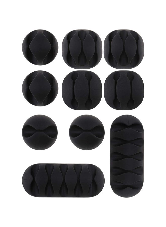 Micro Trader 10Pcs Cable Clips Black Grip Desk Wall Organizer Desktop Wire Cord Type Usb Charger Holder -- Black