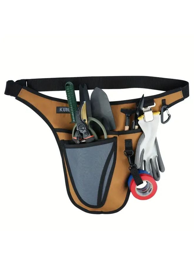 حزام أدوات البستنة الكاكي المتين القابل للتعديل مع جيوب متعددة ومنظم مع مشبك - Image 1