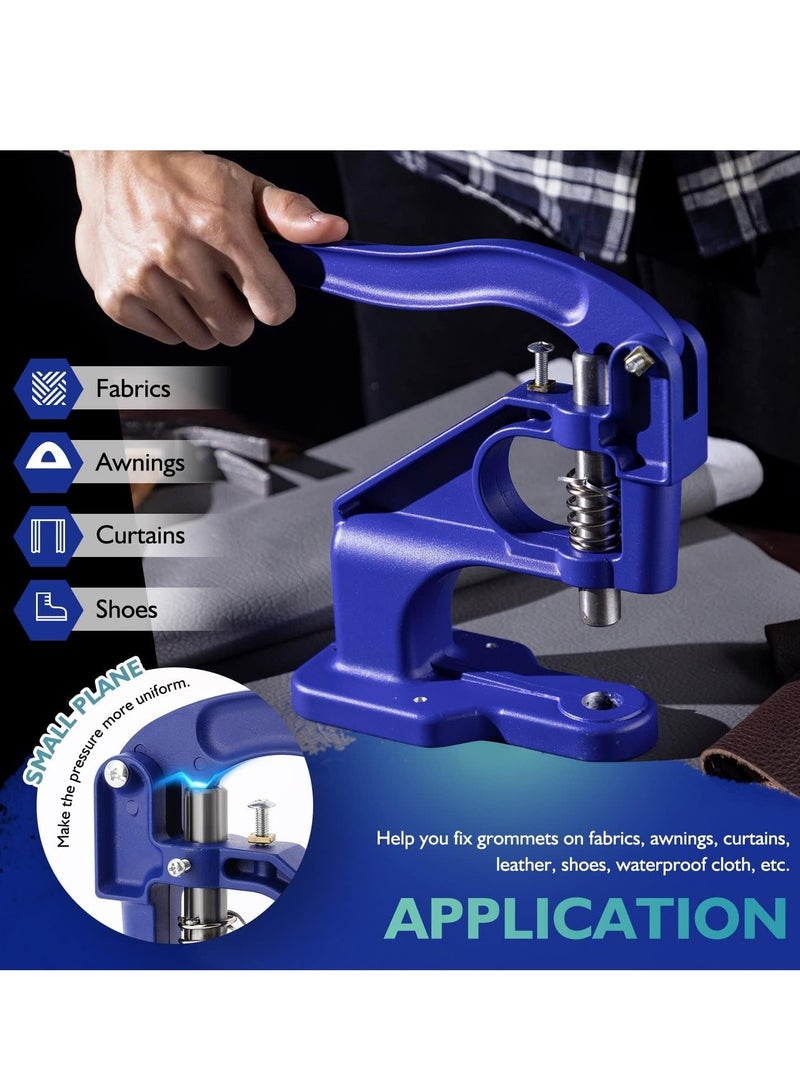 Heavy Duty Grommet Machine Kit with 3 Dies (1/4", 3/8", 1/2"), Punch Hole Tool, and 1500 Gold Grommets for Leather, Shoes, and Clothing. Perfect for DIY Projects! - Image 3