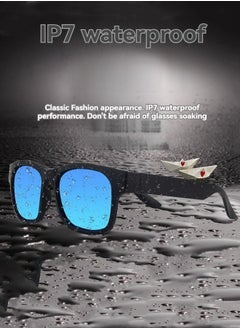 M MIAOYAN New glasses Bluetooth headset 5.0 dual-ear bone conduction call mobile phone universal smart sunglasses Bluetooth headset (gray lens)  - Image 4