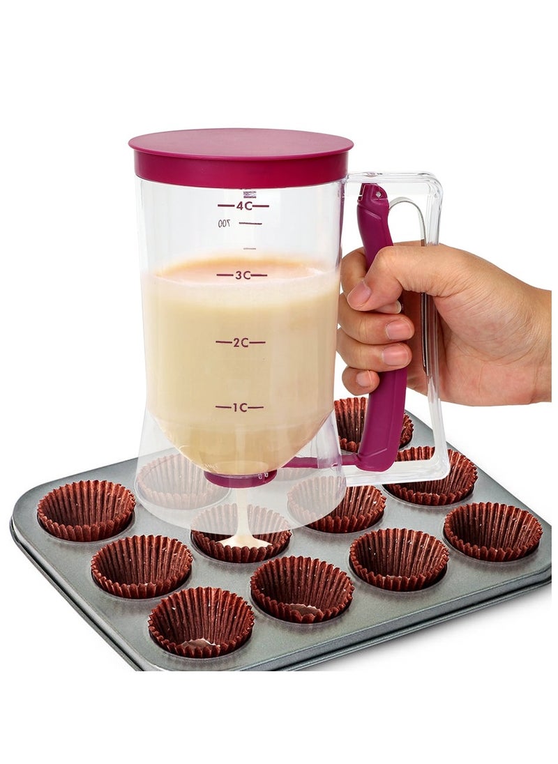 AMM Purple Batter Dispenser for Cupcakes, Pancakes, Cookies, and Waffles – Easy-Pour Measuring Cup & Cream Separator Baking Tool"  - Image 1